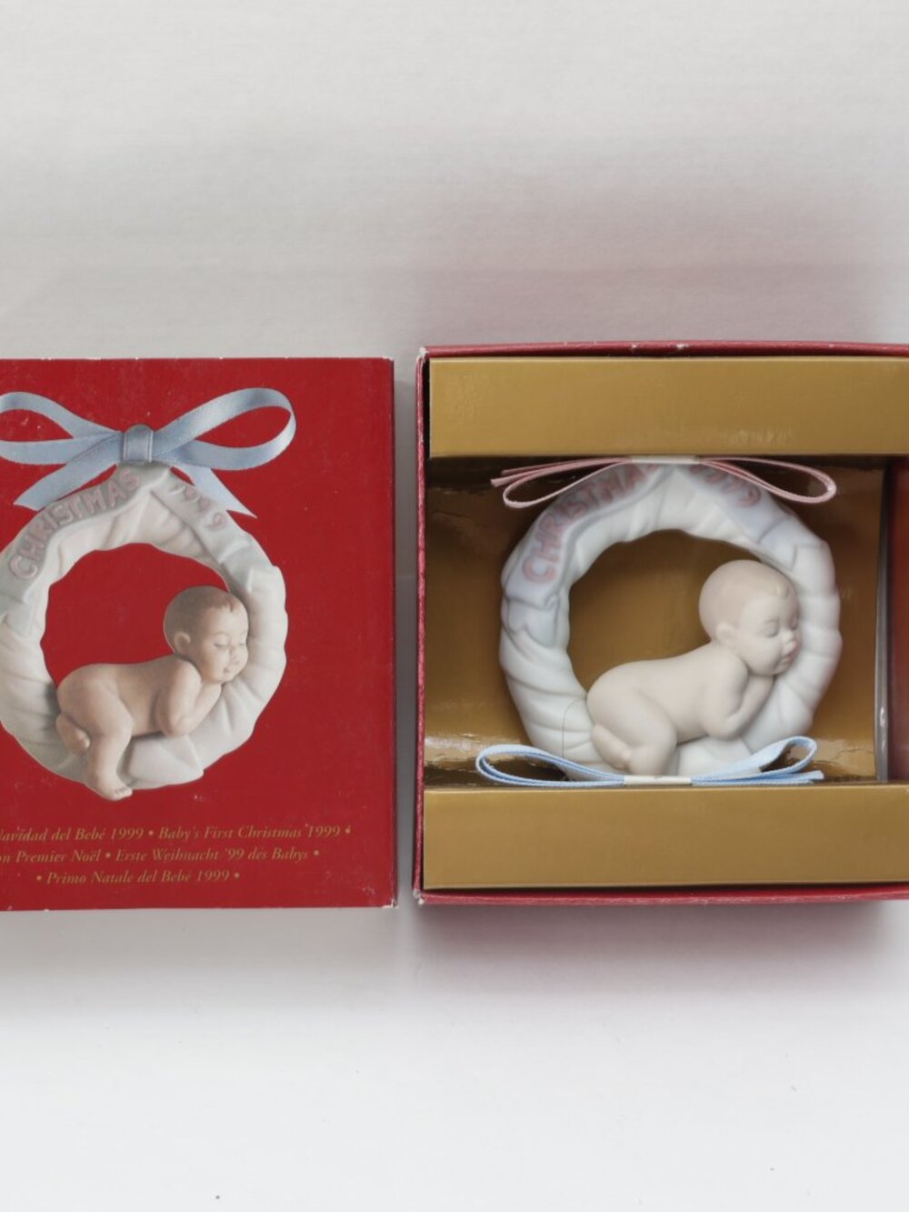 Vintage 1999 Lladro Baby's First Christmas Porcelain Figurine Ornament 16694